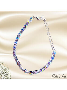 Aurora Borealis Bracelet Wedding Gift 6” + Adjustable Mom Jewelry for Her NEW